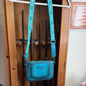 Wrangler Teal Crossbody Bag with Stud Accents